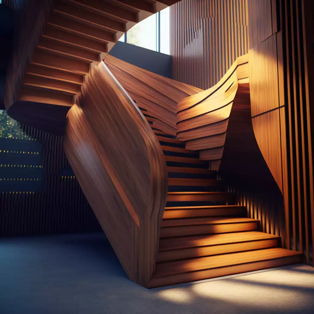 Modern Teak Stair Case